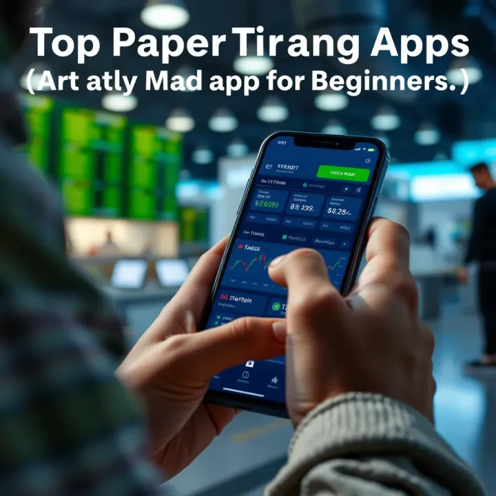 User interacting with a financial app showing portfolio performance and virtual trading options