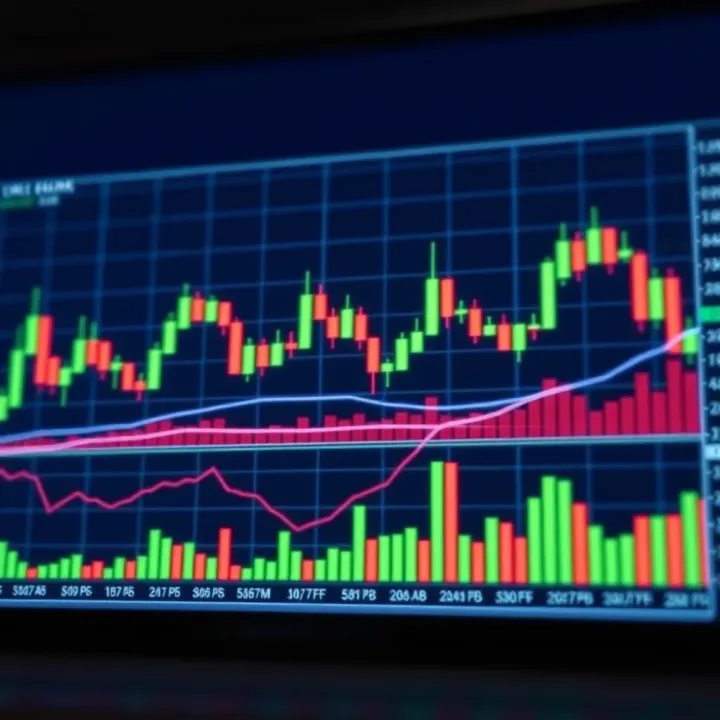 Candlestick chart showing a double top pattern suggesting possible trend reversal in short-term trading