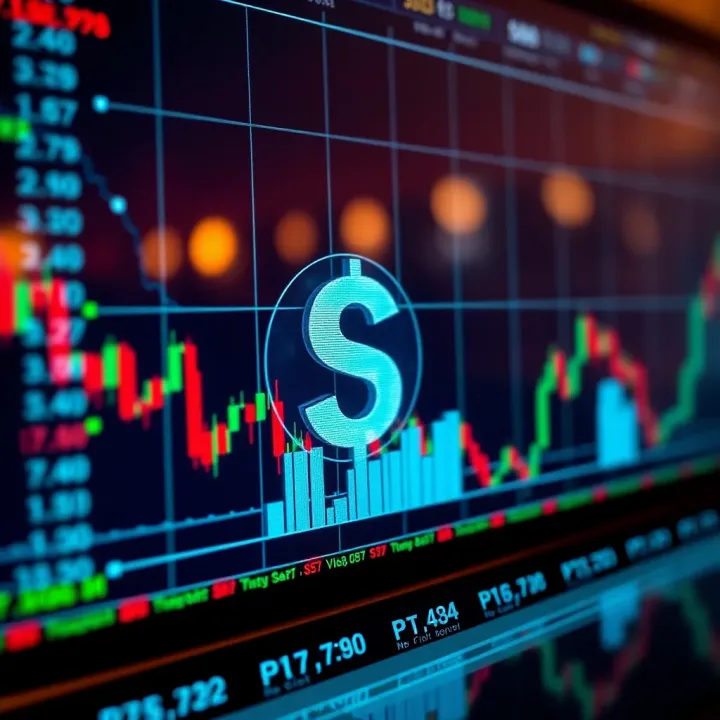 Illustration showing the concept of binary options trading with digital financial charts and currency symbols