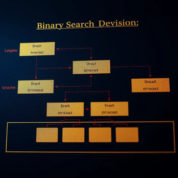 Flowchart depicting decision points in binary search showing comparisons and narrowing search range