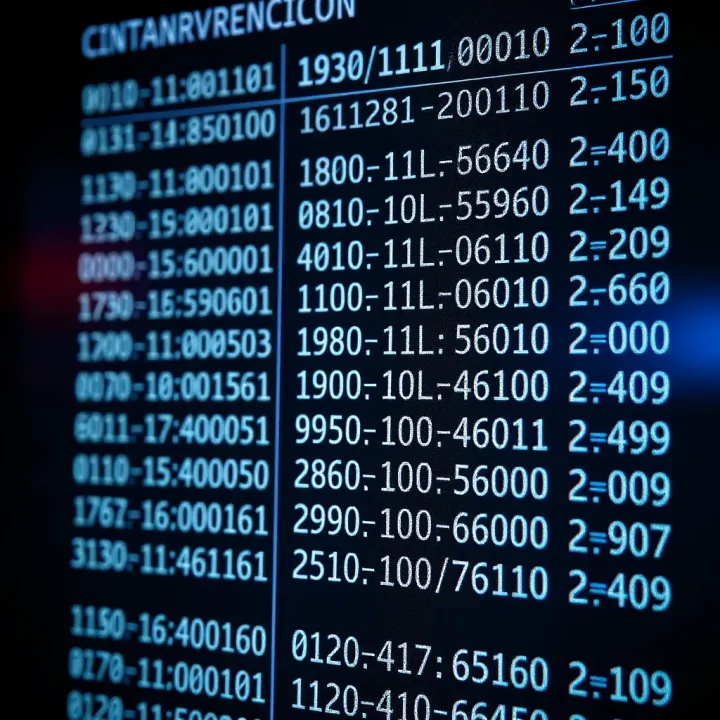 Conversion chart showing binary digits transformed into equivalent decimal values with clear annotations