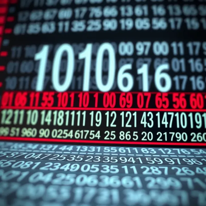 Illustration of binary digits being converted into hexadecimal numbers with arrows and labels