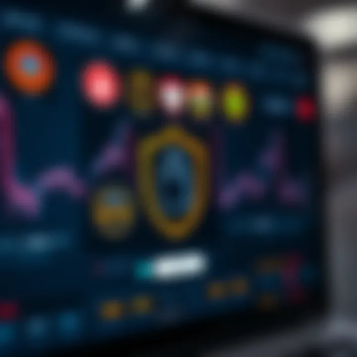 Secure digital interface showing regulatory compliance badges and secure login features