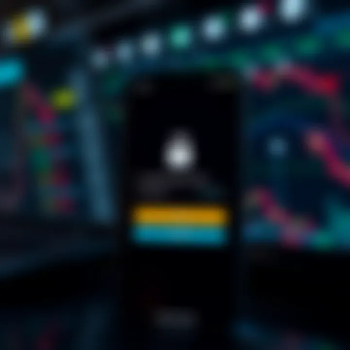 Secure mobile app login screen showing encryption and safety features for forex trading