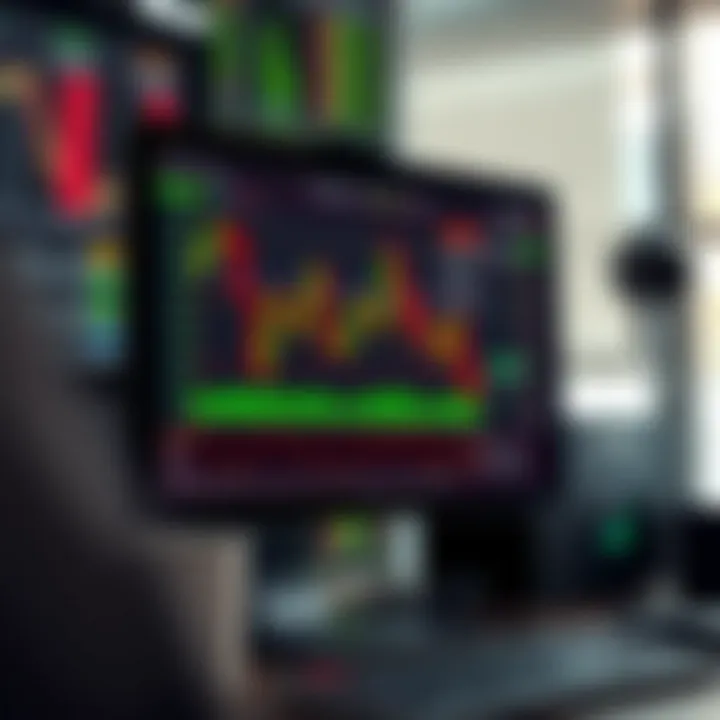 Illustration of a computer screen displaying real-time stock charts and trading tools