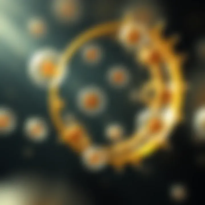 Illustration of various single-celled organisms reproducing through binary fission
