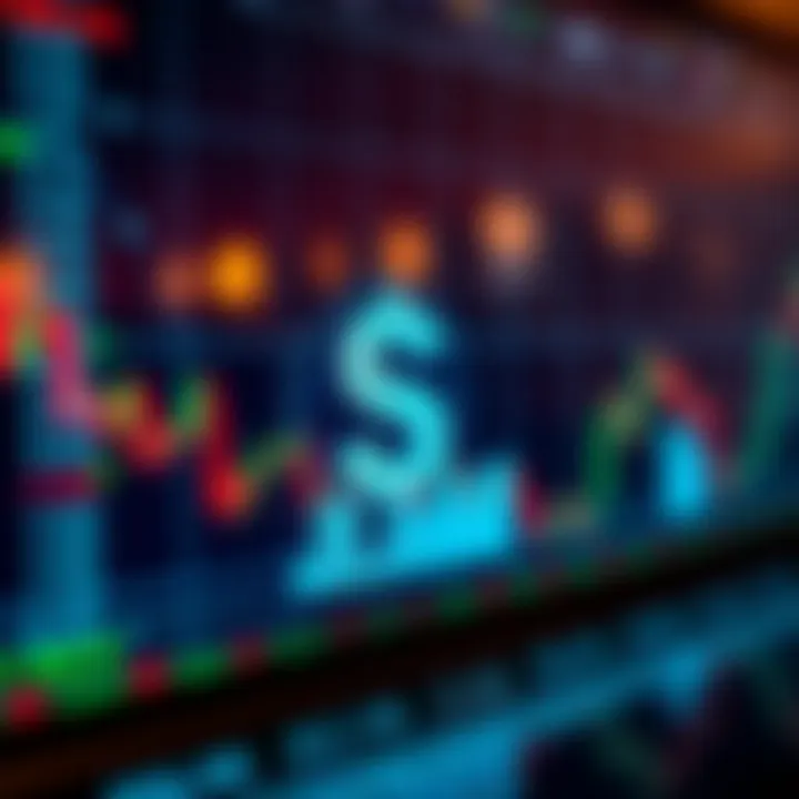 Illustration showing the concept of binary options trading with digital financial charts and currency symbols