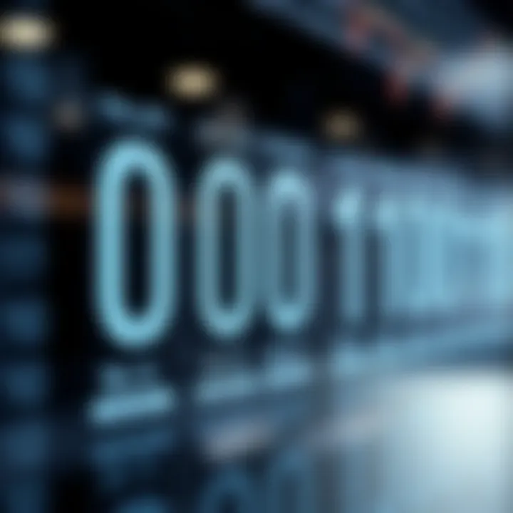Diagram illustrating binary digits with each position labeled to show place values in a binary numbering system
