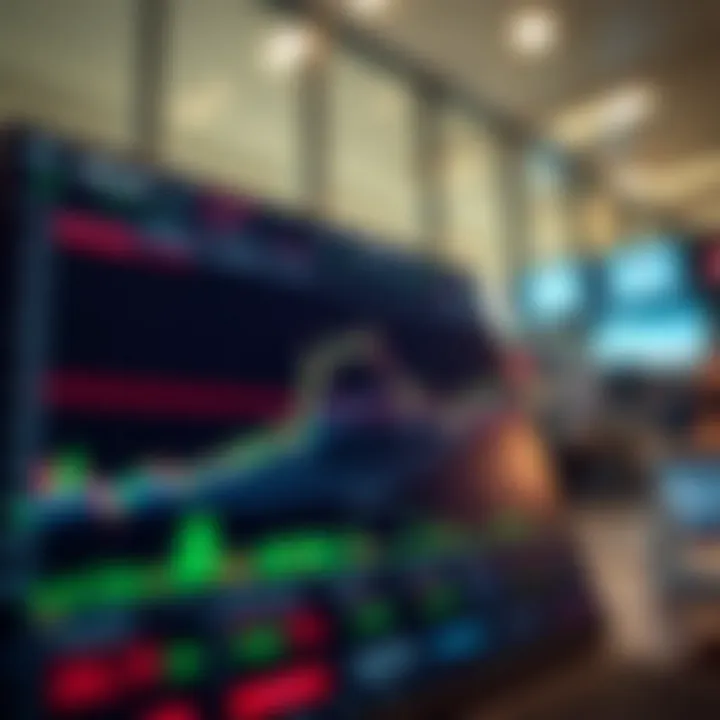 Graph showing real-time stock market trends and algorithmic trading signals on a digital interface
