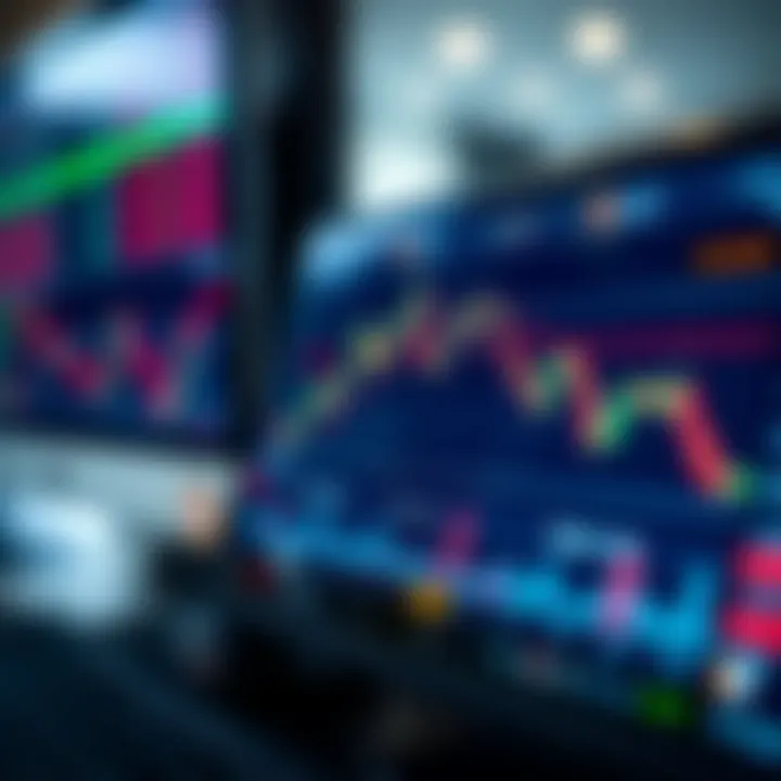 Illustration showing a digital forex trading platform with currency pair charts and analytics