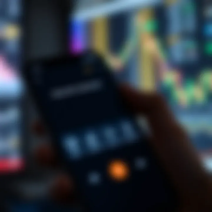 Smartphone displaying a trading platform interface with regulatory compliance icons