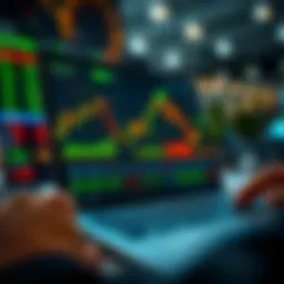 Modern Online Share Trading Application Interface User interface of a modern online share trading application showing stock market charts and trading options