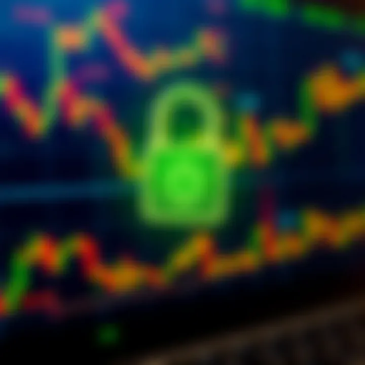 Secure digital padlock overlaying financial graphs representing robust security features in trading platforms