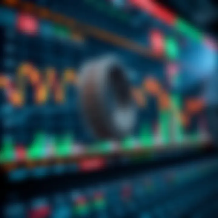 Visualization of market trends influenced by opinion trading apps with graphs and data points