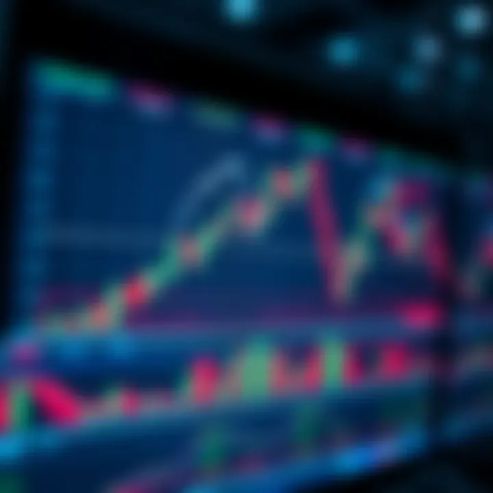 Intraday stock chart displaying candlestick patterns and volume indicators for market analysis