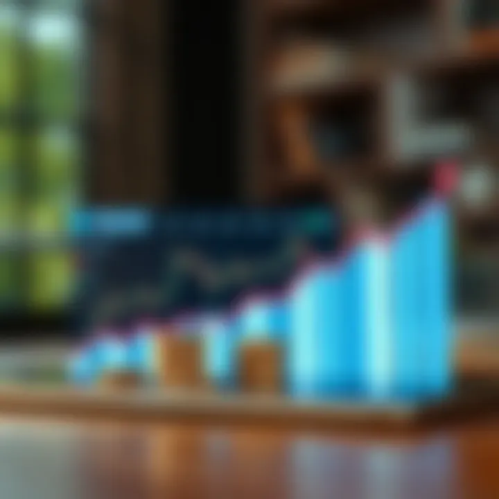 Illustration of a digital portfolio growing with small investments highlighted by upward trending graphs