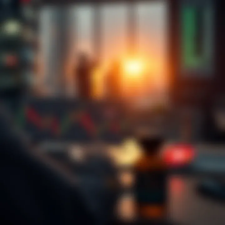 Conceptual illustration of risk management strategies in forex trading with charts and protective symbols