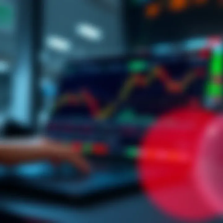 Representation of secure online trading platform interface with graphs and safety icons
