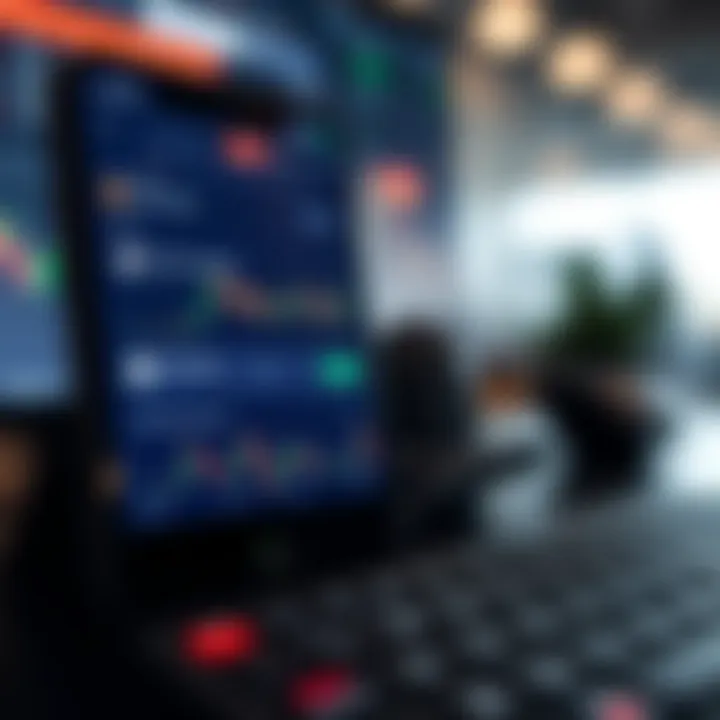 Mobile app screen displaying portfolio management and trade simulation features