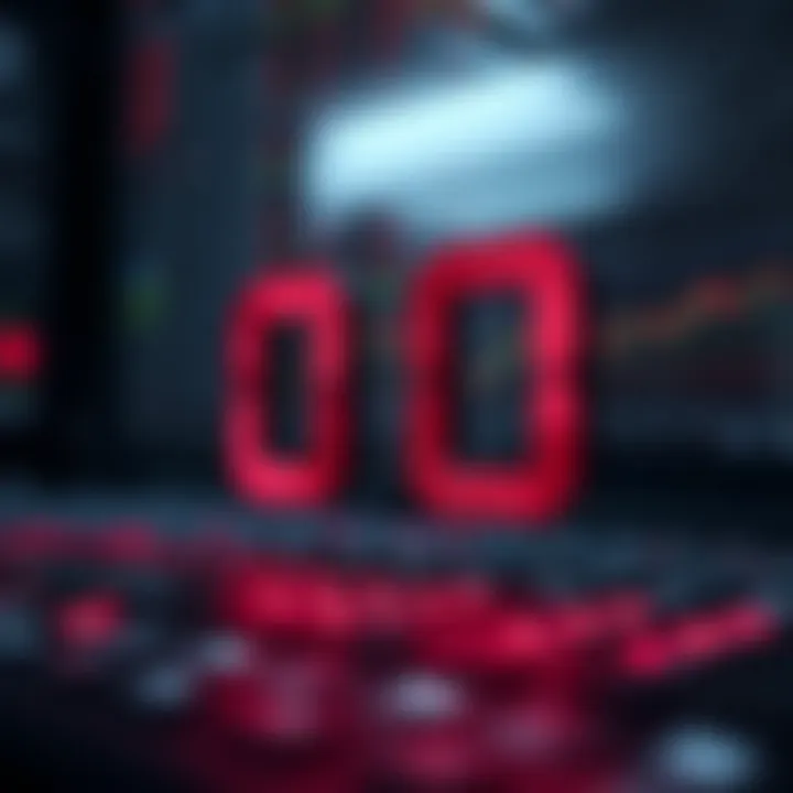 Visual representation of binary digits illustrating the on and off states in a computing context