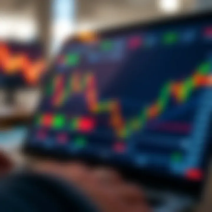 User interface showcasing live market charts and stock price fluctuations on a trading application