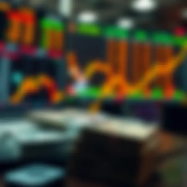 Virtual Trading Environment for Risk-Free Investment Practice Conceptual graphic of virtual money and stock symbols representing risk-free trading practice