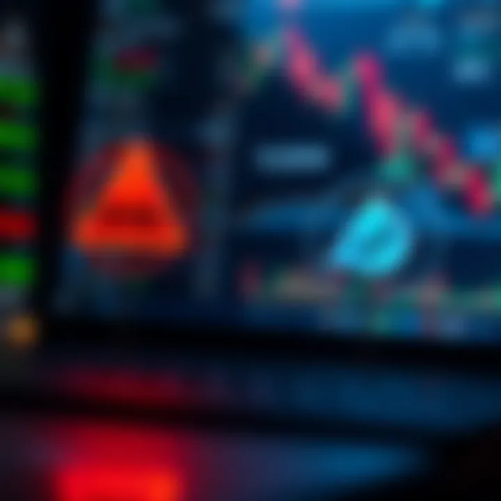 Illustration of financial icons representing risk and reward in online trading