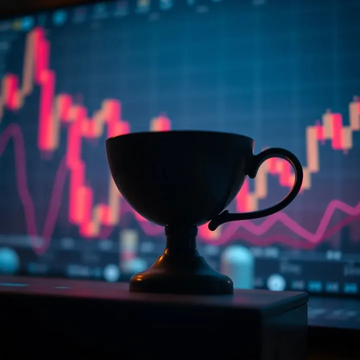 Bullish cup and handle chart pattern indicating potential price breakout