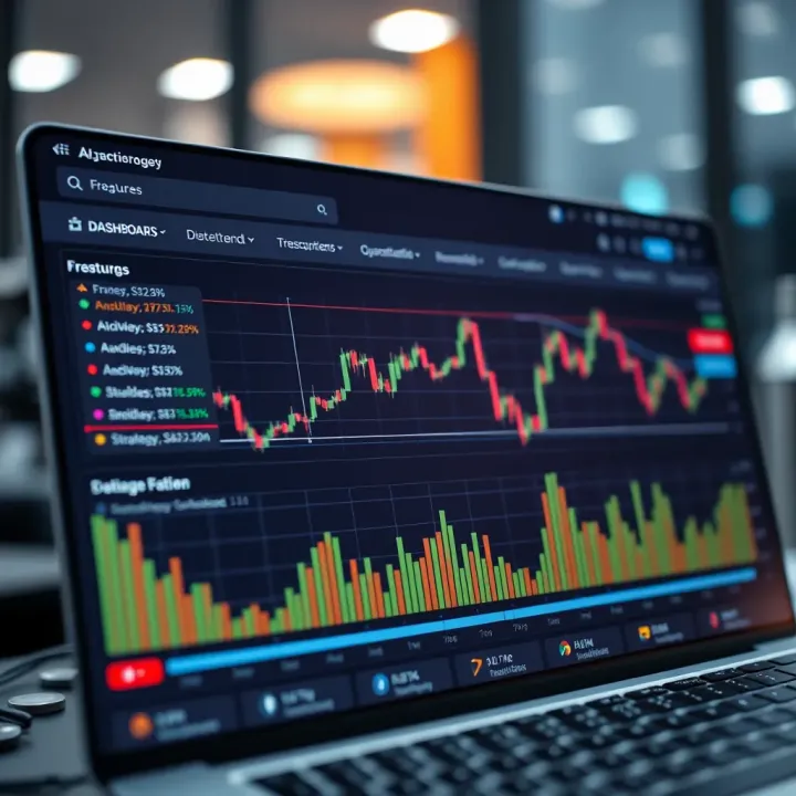 Key Features of Algorithmic Trading Applications for Indian Investors Dashboard displaying key features of algorithmic trading applications including speed, accuracy, and strategy customization