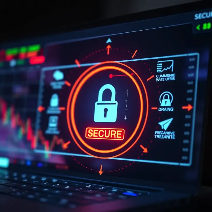 Security Features of Online Trading Platform Secure login screen featuring encryption and security icons for online trading platform