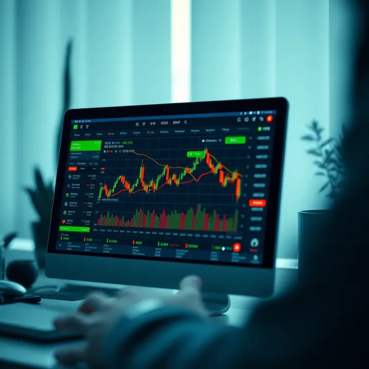 User interface of an online trading application showing stock market trends and portfolio overview