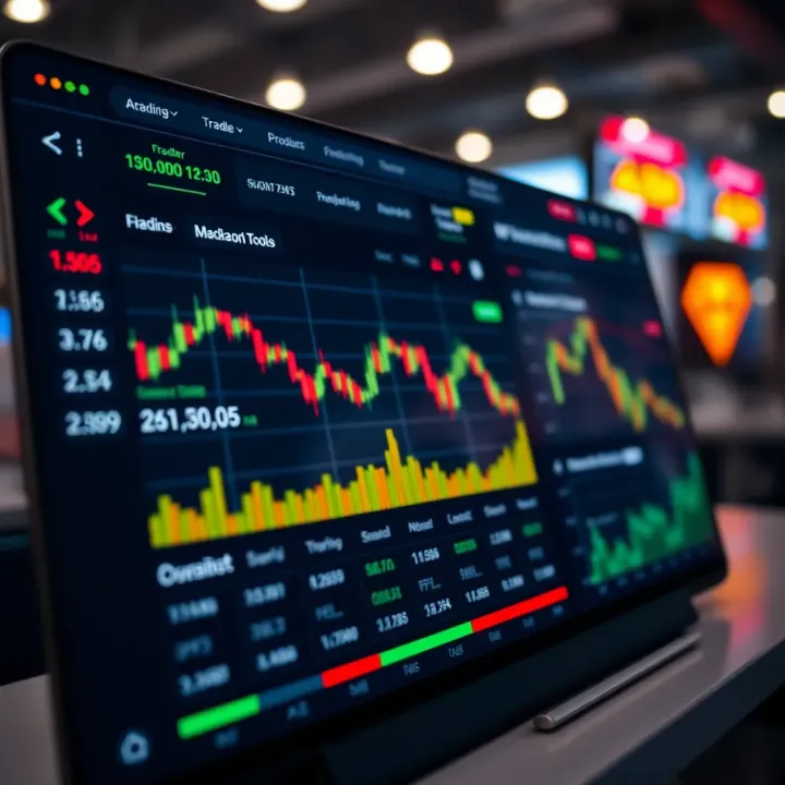 Dashboard of a popular trading app displaying stock charts and investment options