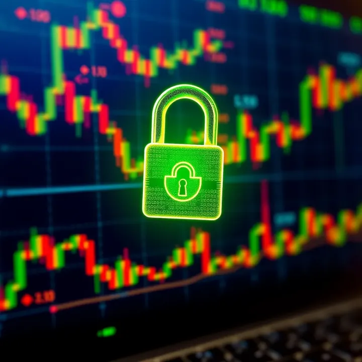 Secure digital padlock overlaying financial graphs representing robust security features in trading platforms