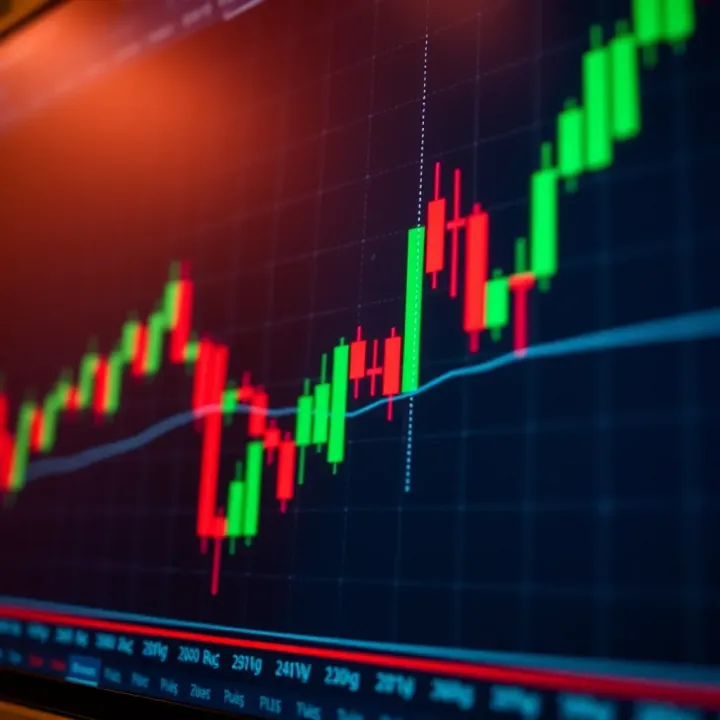 Candlestick chart showcasing bullish and bearish patterns for technical analysis