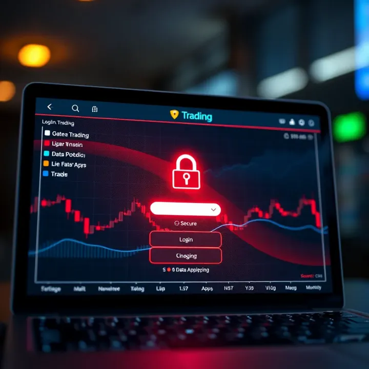 Secure login screen of a trading application emphasizing data protection and user authentication