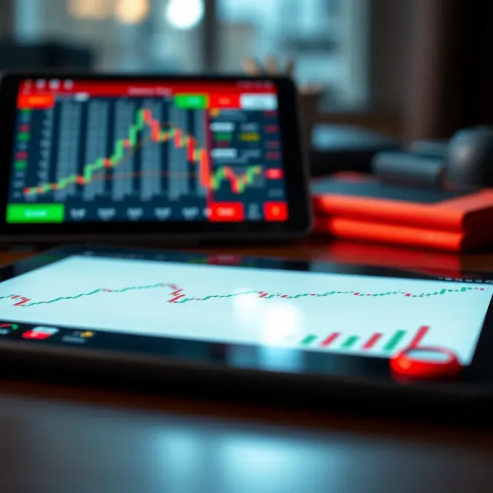 Graph showing options trading concepts and strategies on a digital tablet