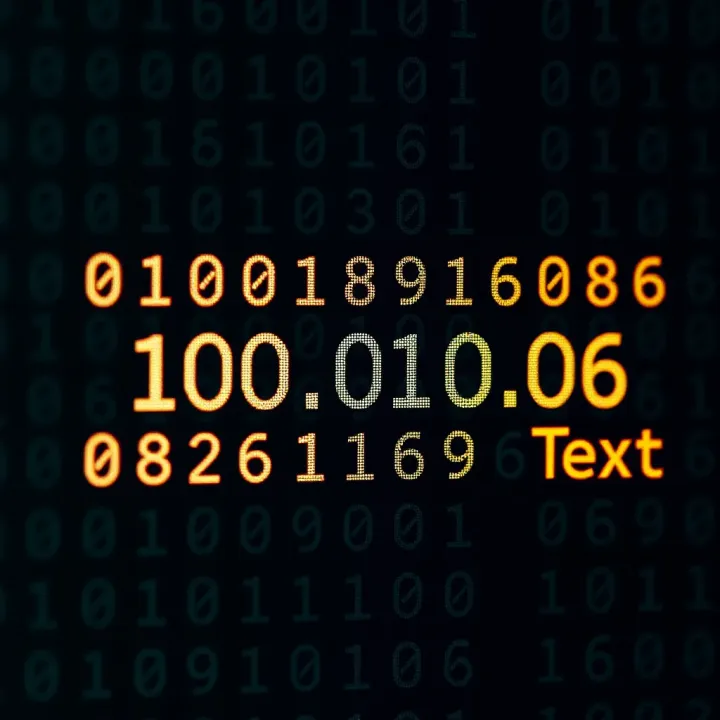 Diagram illustrating the conversion of binary digits into corresponding text characters