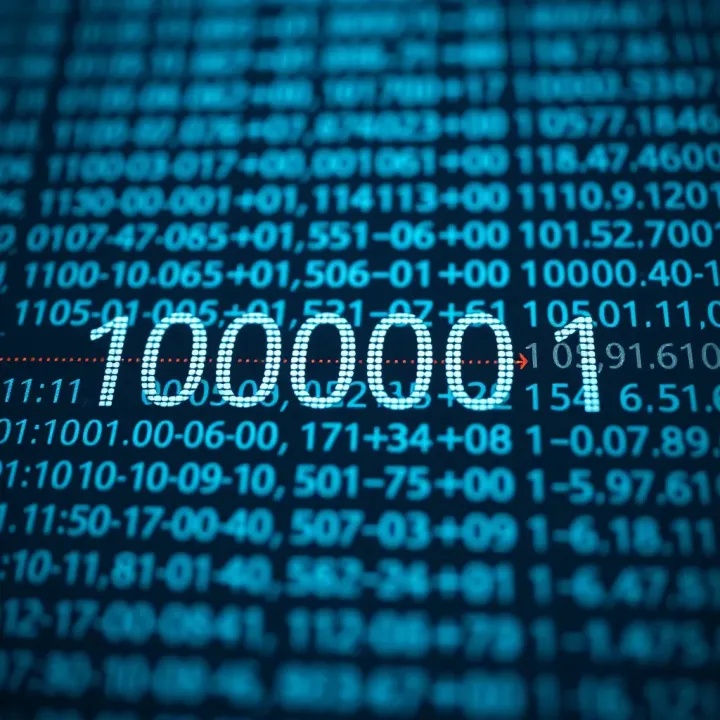 Graphic showing conversion of a binary sequence into its decimal equivalent