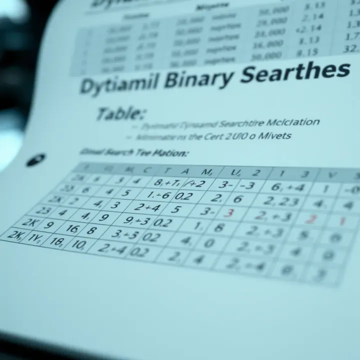 Table showing dynamic programming matrix used to calculate minimum search cost