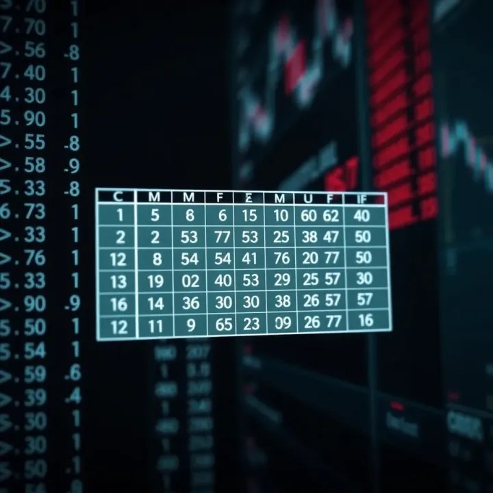 Visual representation of dynamic programming matrix used to calculate minimum search costs in binary search trees