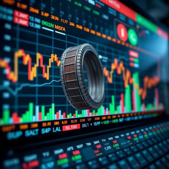 Visualization of market trends influenced by opinion trading apps with graphs and data points