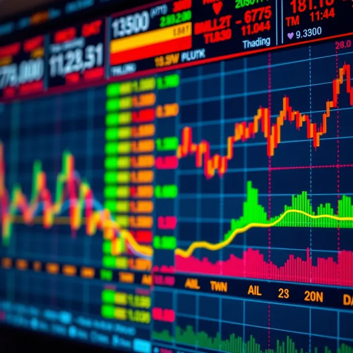 Intraday Trading Activity and Trend Analysis in Indian Stock Market Stock market charts displaying intraday trading activity in India with highlighted bullish and bearish trends