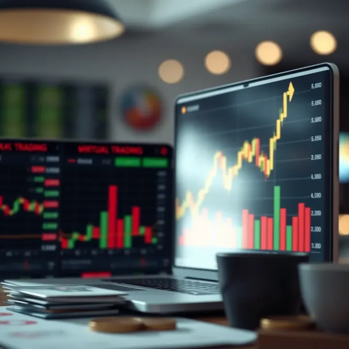 Graph depicting risk-free stock market trading and skill development using virtual currency