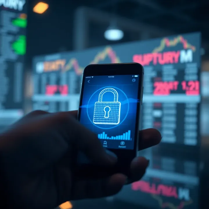 Secure mobile transaction with digital padlock symbolizing safety in online trading apps