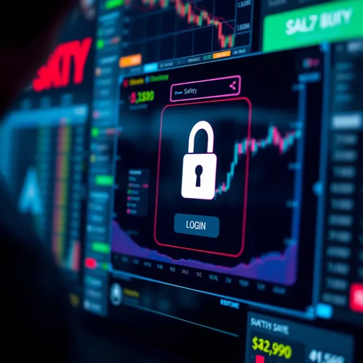 Secure login screen emphasizing safety measures for trading platforms
