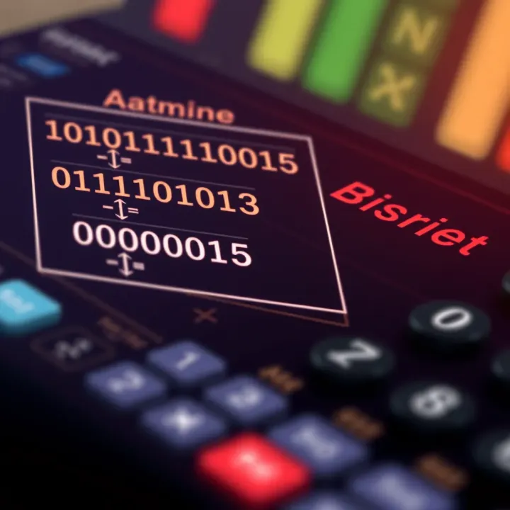 Diagram illustrating binary arithmetic operations with visual representation of binary digits and calculation flow