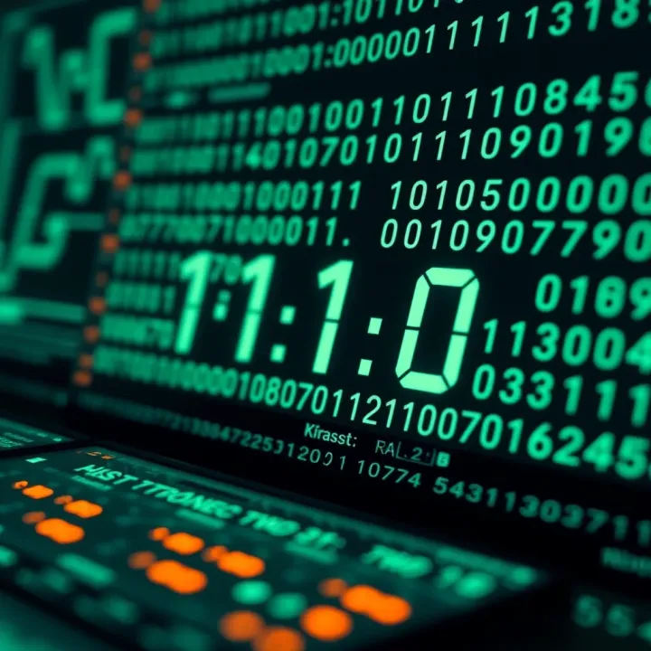 Diagram showing binary digits and their place values in digital computing