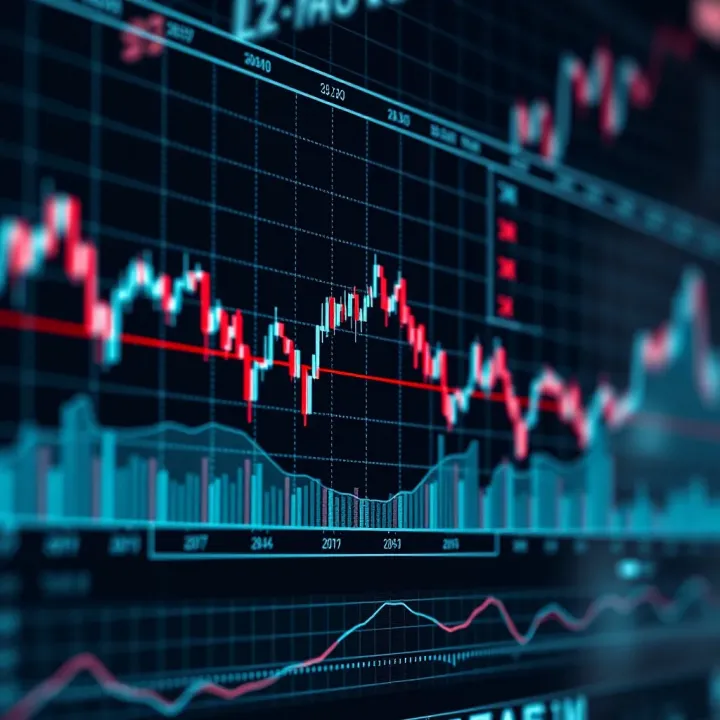 Line chart showing upward and downward trends in stock prices with highlighted reversal patterns