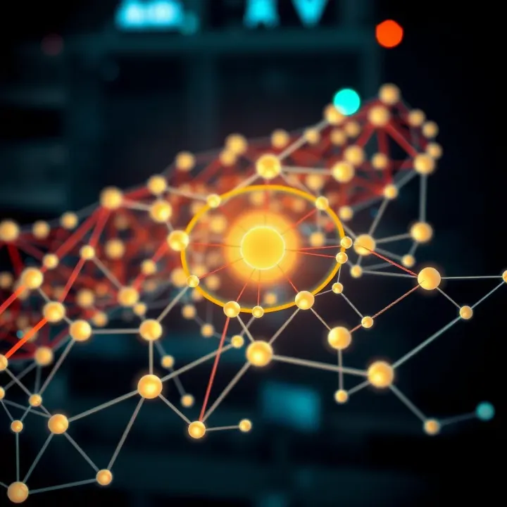 Conceptual visualization of interconnected nodes symbolizing complex relationships beyond binary classification