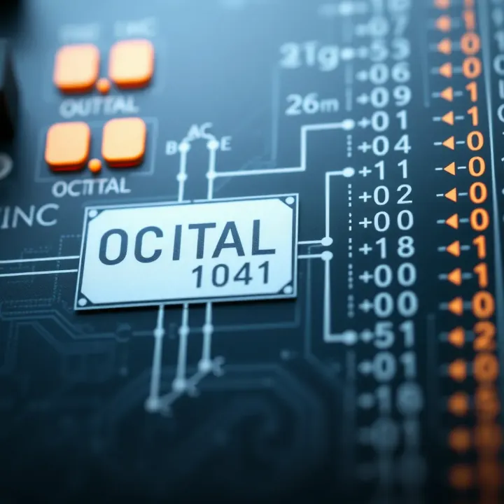 Diagram showing octal inputs connected to binary outputs in a digital encoder circuit